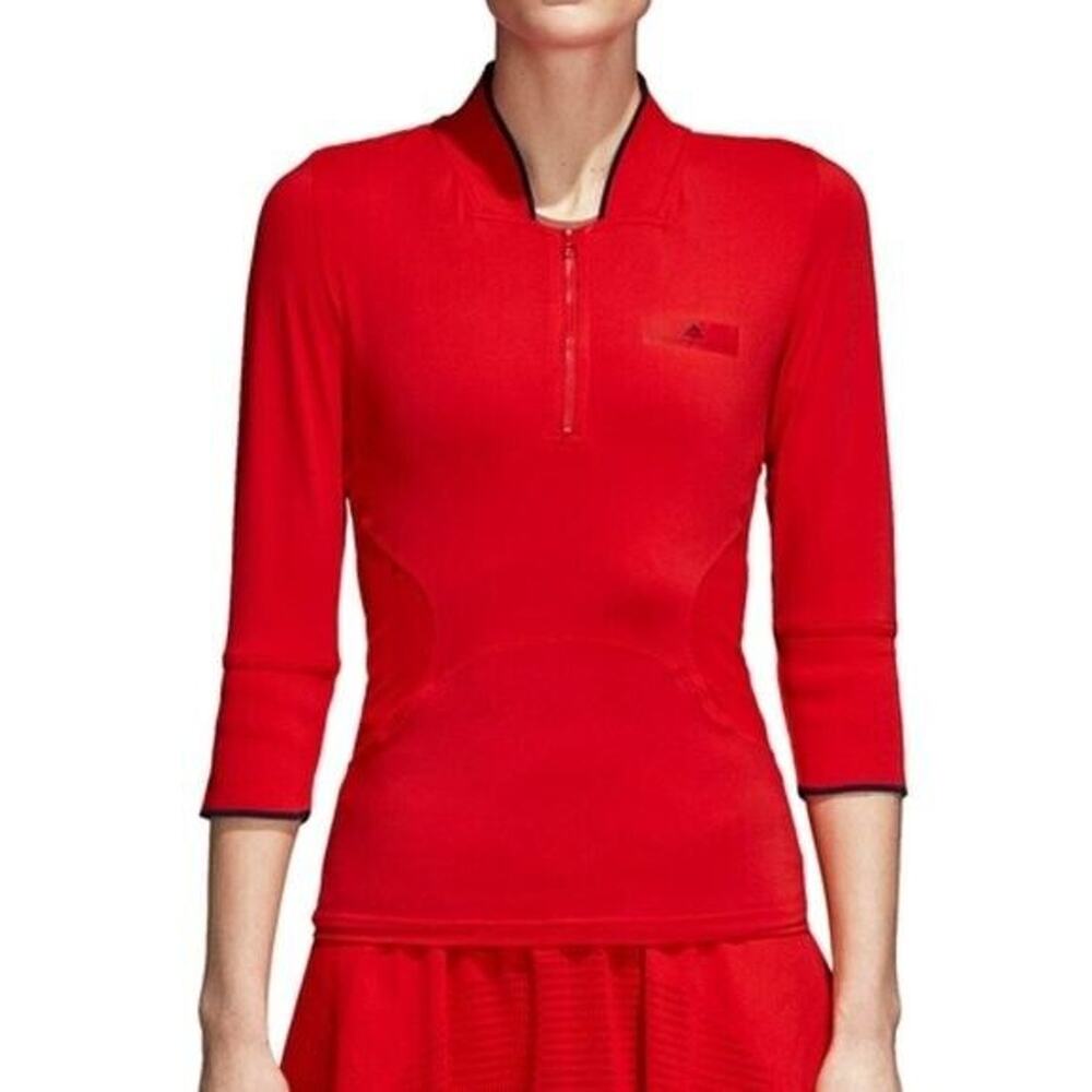 Adidas Stella McCartney Barricade 3/4 Sleeve Tennis Tee T Shirt Top Red Slim S